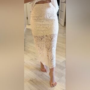 H&M Lace Midi Skirt - Cream